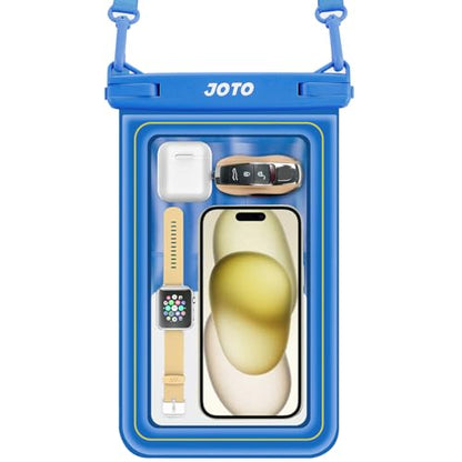 JOTO [IP68 Floatable Large Floating Waterproof Phone Pouch Up to 10", Underwater Phone Case Cellphone Dry Bag for iPhone 17 16 15 14 13 12 11 Pro Max Xs Max XR X 8 7 Plus SE/Galaxy S24 S23 S22 -Blue - color: Blue