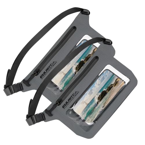 EULANT IPX8 Waterproof Phone Pouch,Reusable Fanny Pack Dry Bag | Fanny Pack Dry Bag with Screen Touch Sensitive for Beach Swimming,Boating,Kayaking,Rafting - color: Dark Gray, size: 2 PC
