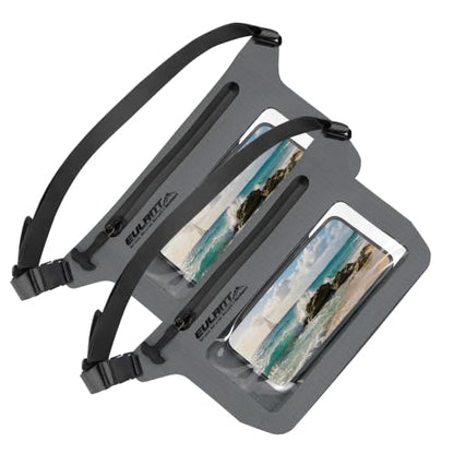 EULANT IPX8 Waterproof Phone Pouch,Reusable Fanny Pack Dry Bag | Fanny Pack Dry Bag with Screen Touch Sensitive for Beach Swimming,Boating,Kayaking,Rafting - color: Dark Gray, size: 2 PC