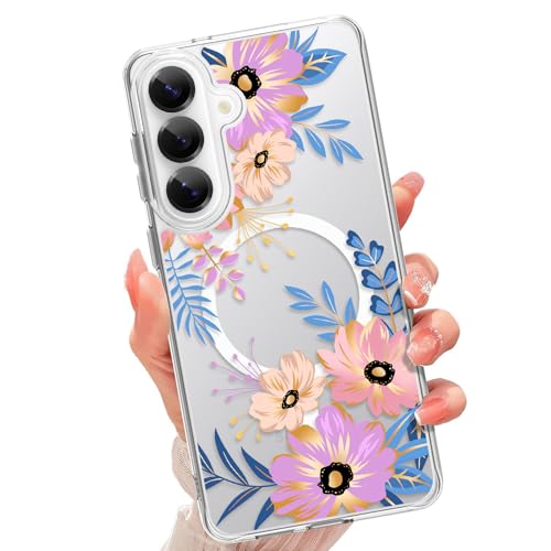 tharlet Magnetic for Samsung Galaxy S26 Case, Compatible with MagSafe | Anti Yellowing, Cute Blossom Floral Design Women Girls, Slim Shockproof TPU Cover for Galaxy S26 (Clear) - color: Blossom, size: Samsung Galaxy S26