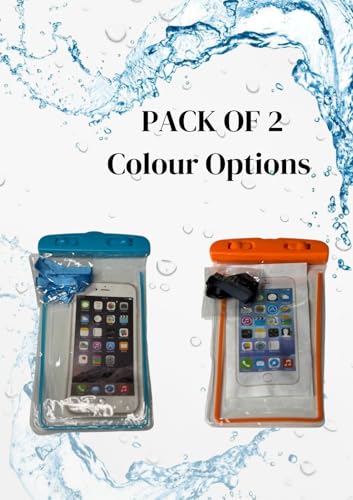 Waterproof Phone Pouch 2 Pack, Universal IPX8 Phone Dry Bag Case with Lanyard, Clear Touch Screen for iPhone, Samsung & Android, Fits Most Phones (Orange and Blue) - color: Orange and Blue