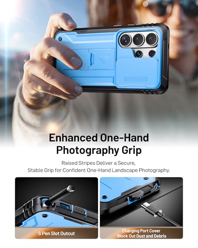 Poetic Revolution Case for Samsung Galaxy S26 Ultra, [Slide Camera Cover], [20FT Mil-Grade Drop Tested], Full-Body Military Grade Rugged Dual-Layer Shockproof Cover with Kickstand, Light Blue - color: Light Blue, size: Galaxy S26 Ultra