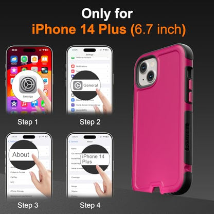 Follaroma Magnetic for iPhone 14 Plus Case, Heavy Duty Cases, Hot Pink,6.7" | Compatible with MagSafe, Heavy Duty Shockproof,Military-Grade Anti-Drop Protective,Dual Layer Magnetic Protection Phone Cover - color: Hot Pink, size: iPhone 14 Plus 6.7''