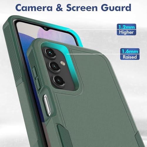 for Galaxy A15 5G Phone Case, [Military Grade Drop Tested] with HD Screen Protector, Dual Layer Protective Heavy Duty Cell Phone Cover Non-Slip Shockproof Case for Samsung Galaxy A15 5G (Dark Green) - color: Dark Green