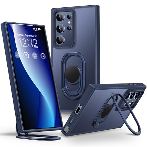 Shields Up for Samsung Galaxy S24 Ultra Case with Stand, Galaxy S24 Ultra Case with Double Ring Holder [Adjustable & Foldable] Protective Translucent Matte Cover for Samsung S24 Ultra - Frosted Blue - color: Frosted Blue, size: Galaxy S24 Ultra