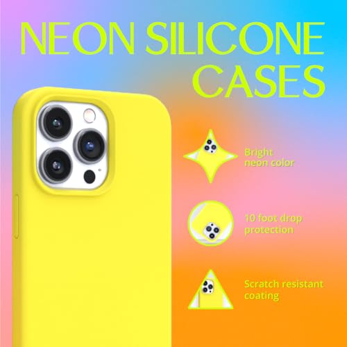 FELONY CASE - iPhone 14 Pro Case - Stylish Neon Yellow Silicone Phone Cover | Soft Touch Slim Cover with Anti-Scratch Microfiber Lining, 360° Shockproof & Full Body Protection - color: Neon Yellow, size: iPhone 14 Pro