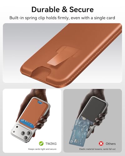 TWZKG for MagSafe Wallet, 3 Cards Holder, Slim Magnetic Phone Wallet for iPhone 17/16/15/14/13/12 Pro Max Plus Air Series,RFID Blocking Vegan Leather,Brown - color: Brown