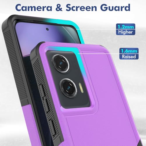 for Moto G Stylus 5G 2024 Case: Dual Layer Protective Heavy Duty Cell Phone Cover Shockproof Rugged with HD Screen Protector - Military Protection Bumper Tough - Motorola Moto G Stylus 5G 2024, Purple - color: Purple (PC) + Black (TPU)