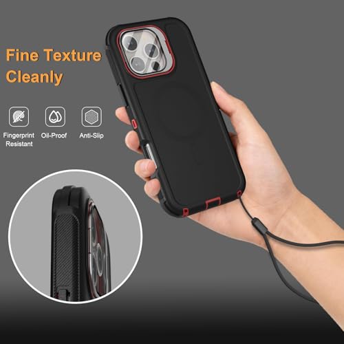 Follaroma for iPhone 16 Pro Case,Magnetic,Heavy Duty Case,6.3'',Black-red - color: Black-red, size: iPhone 16 Pro 6.3''