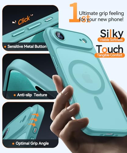 CANSHN Magnetic Compatible with iPhone Air Case(6.5 Inch), Upgraded [Full Camera Protection] [Compatible with Magsafe] [Translucent Matte] Shockproof Phone Cover for iPhone 17 Air Case,Teal - color: Teal, size: iPhone Air (6.9 Inch,1 Lens)