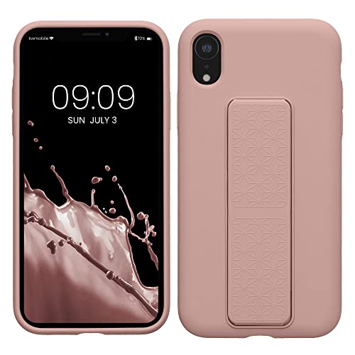 kwmobile Case for Apple iPhone XR Case - Soft TPU Cover with Silicone Coating - with Hand Strap and Stand Function - Shockproof - Dusty Pink - color: dusty pink