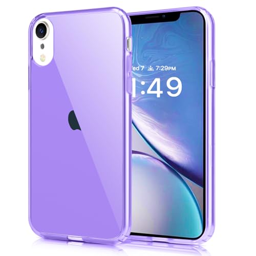 JJGoo Compatible with iPhone XR Case Clear Soft Transparent Shockproof Protective Slim Thin Bumper Phone Cover for XR, Clear Purple - color: Purple