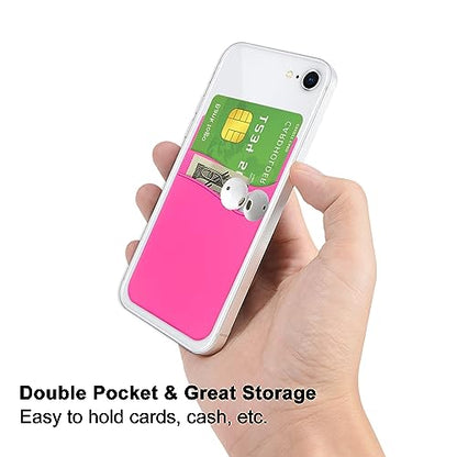 Senose Phone Wallet, 3 Pack Phone Card Holder Stick On Back of Cellphones - color: Rose Red*3