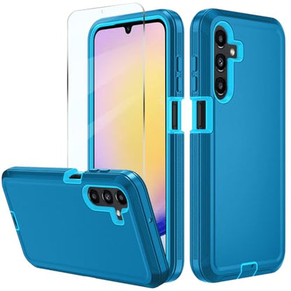 for Samsung Galaxy A16 5G case,A16 5G Heavy Duty case,with A Tempered Glass Screen Protector, [Military Grade Protective ] [Shockproof] [Dropproof] [Dust-Proof] (with Belt Clip-Lake Blue) - color: with Belt Clip-Lake Blue
