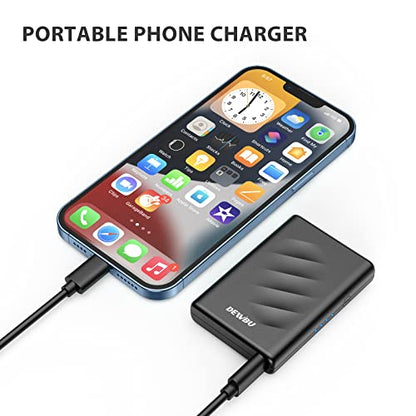 DEWBU Mini Portable Charger, 4000mAh Ultra Slim Lightweight Power Bank with Battery Level Indicator and USB-C Port for Travel, Compatible with iPhone, iPad, Samsung Galaxy, Android, and Heated Gloves