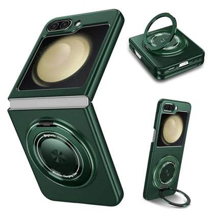 Magnetic Case for Samsung Galaxy Z Flip 5, [Compatible with MagSafe] Military Grade Shockproof Slim fit Samsung Z Flip 5 Phone Case with Magnetic Ring Kickstand, Green… - color: Green, size: Samsung Galaxy Z Flip 5