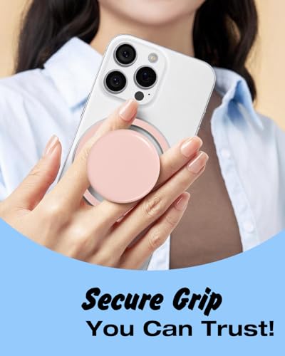 Svanove Magnetic Cell Phone Grip Compatible with Magsafe, Collapsible Phone Stand Holder Round Expanding Kickstand for iPhone Samsung Mobile Phones, Cute Soft Silicone Glossy Jelly, Light Pink - color: Pink, style: Magnetic