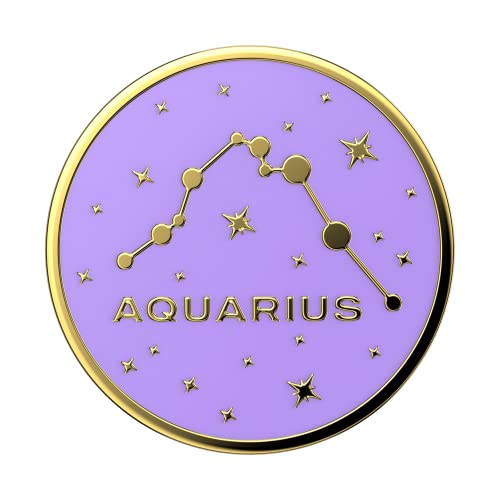 PopSockets Phone Grip with Expanding Kickstand, Adhesive Grip, Enamel - Zodiac Aquarius - color: Aquarius