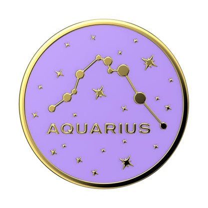 PopSockets Phone Grip with Expanding Kickstand, Adhesive Grip, Enamel - Zodiac Aquarius - color: Aquarius