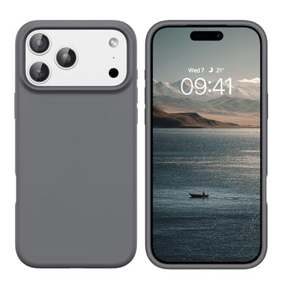 GUAGUA Compatible with iPhone 17 Pro Max Case 6.9 Inch Liquid Silicone Soft Slim Thin Microfiber Lining Cushion Texture Cover Shockproof Protective Phone Case for iPhone 17 Pro Max, Natural Titanium - color: Natural Titanium, size: iPhone 17 Pro Max