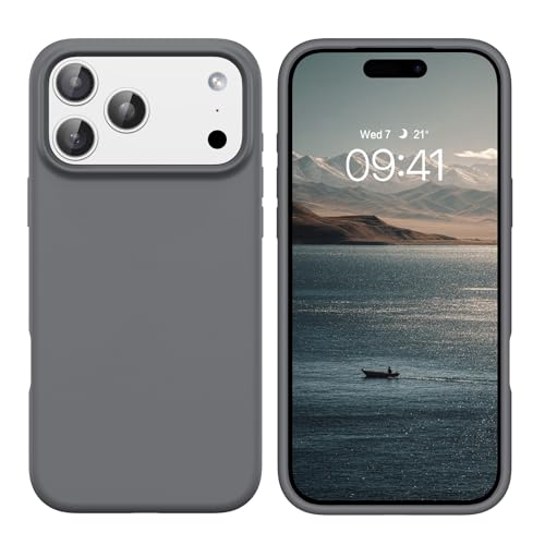 GUAGUA Compatible with iPhone 17 Pro Max Case 6.9 Inch Liquid Silicone Soft Slim Thin Microfiber Lining Cushion Texture Cover Shockproof Protective Phone Case for iPhone 17 Pro Max, Natural Titanium - color: Natural Titanium, size: iPhone 17 Pro Max