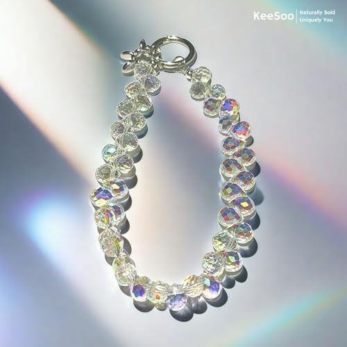 White Pure Shine Crystal Original Design Phone Charm with 2 Tether Tabs – Stylish, Durable, and Hands-Free Phone Chain – Compatible with iPhone, Samsung, Pixel & More - color: 04 White Pure Shine Crystal