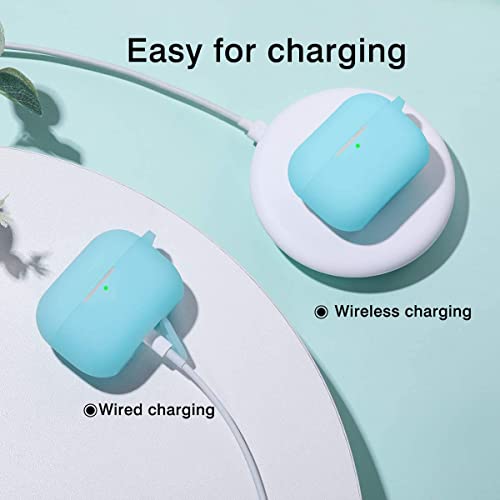 Lerobo for AirPod Pro Case, Silicone Cover with Keychain, Nightglow Blue - color: Nightglow Blue