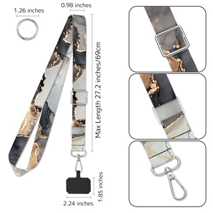 2 Pack Phone Lanyard Cell Phone Lanyard Crossbody Adjustable Phone Strap for Use Around the Neck Cell Phone Lanyard - color: Marble Stripe