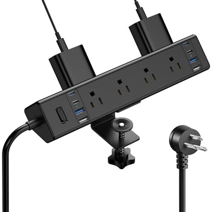 Jgstkcity Desk Clamp Power Strip 40W USB C,8-Outlet,8 USB,10FT,Black - color: Black, size: 10FT Length