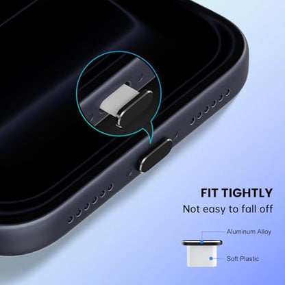 5PCS USB C Dust Plug & iPhone Speaker Protector for iPhone 17 Pro Max - color: Deep Blue