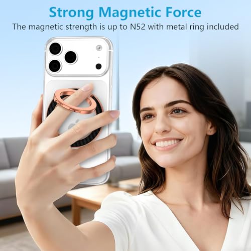 Magnetic Phone Ring Grip for MagSafe, Dual-Sided Magnetic Phone Ring Holder - color: rose-gold