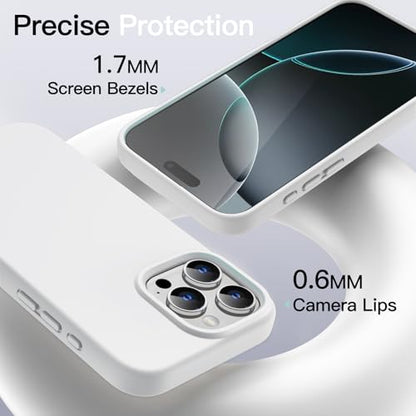 JETech Silicone Case for iPhone 16 Pro, White | Silky Soft Touch, Shockproof Protection, Scratch Resistant, Microfiber Lining - color: White, size: iPhone 16 Pro