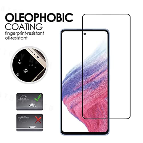 for Galaxy A53 5G Full Coverage Screen Protector Glass, [2 Pcs] Black Silk Anti-Scratch Easy to Install Tempered Glass Protective Film for Samsung Galaxy A53 5G (6.5-inch)