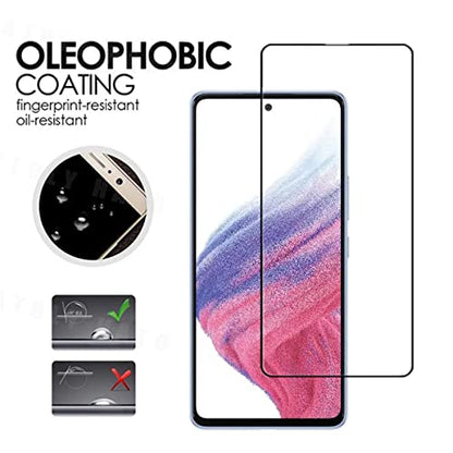 for Galaxy A53 5G Full Coverage Screen Protector Glass, [2 Pcs] Black Silk Anti-Scratch Easy to Install Tempered Glass Protective Film for Samsung Galaxy A53 5G (6.5-inch)