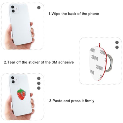 Bonoma Phone Ring Stand Holder,3-Pack 360 Degree Rotation Strawberry - color: Strawberry-3