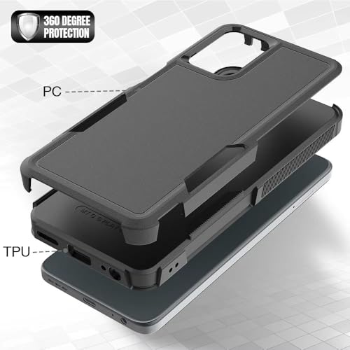 for Moto G 5G 2024 Case Dual Layer Hard Shockproof Protective Case with Tempered Glass Screen Protector Heavy Duty Hybrid Full Body Anti-Scratch Anti-Slip Phone Cover Black - color: Moto G 5G 2024