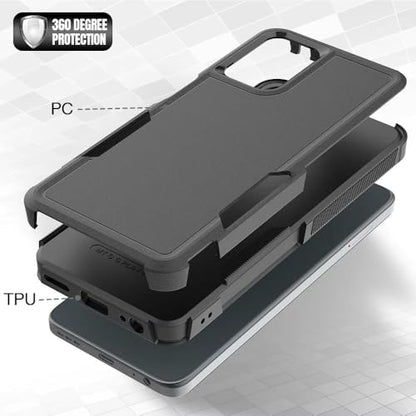 for Moto G 5G 2024 Case Dual Layer Hard Shockproof Protective Case with Tempered Glass Screen Protector Heavy Duty Hybrid Full Body Anti-Scratch Anti-Slip Phone Cover Black - color: Moto G 5G 2024