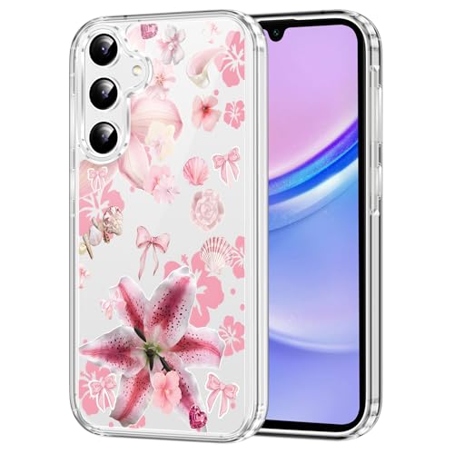 Clear Case for Samsung Galaxy A15 5G 6.5", Aesthetic Cute Floral Bowknot Pattern Printed, Trendy Seashells Flower Design Women Girly,Soft TPU Shockproof Transparent Phone Cover for Samsung A15 - color: Bowknot, size: Samsung Galaxy A15 5G