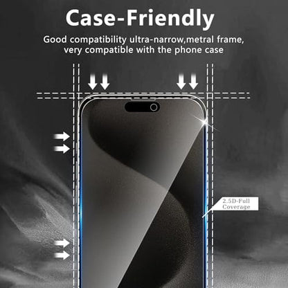 3 Pack Privacy Screen Protector Designed for iPhone 15 Pro Max,Full Coverage Anti-Spy Tempered Glass Film,9H Hardness,Anti-Fingerprint,Bubble Free,Easy to Install - color: iPhone 15 Pro Max FK3