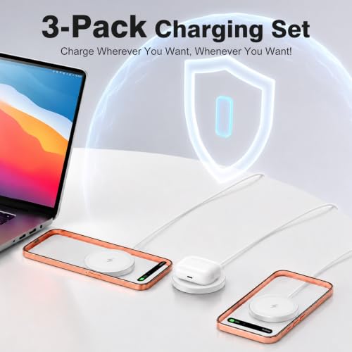 3 Pack Magnetic Wireless Charging Pad Fast Wireless Charger for Apple - color: White*3