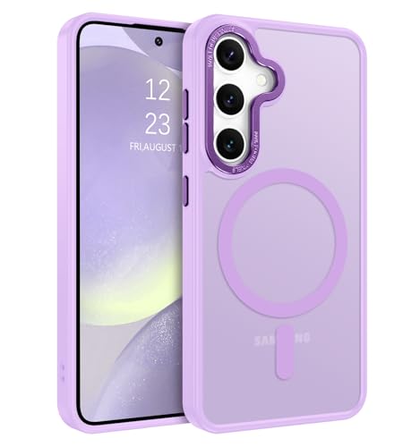 BENTOBEN Magnetic for Samsung Galaxy S24 Plus Case [Compatible with Magsafe] Translucent Matte Slim Thin Shockproof Anti-Yellow Women Men Protective Phone Cover for Galaxy S24 Plus 6.7", Light Purple - color: Light Purple