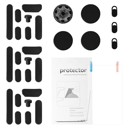 30 Pack Silicone Anti-Dust Port Plugs Kit, Trackpad & Webcam Protector Cover, Non-Slip Replacement Bottom Feet Compatible with M4 M3 M2 M1 Pro/Max 2021-2024 14.2" 16.2" - size: 30 Pcs for 2021-2024 14.2" 16.2" Pro/Pro Max