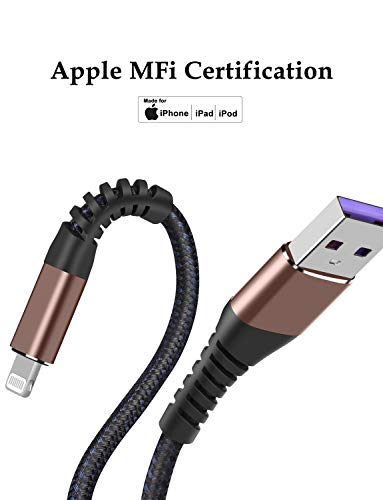 [ Apple Certified 2pack ] iPhone Charger,Lightning Cable, Fast Charging Cables for Apple iPhone 12/11/11Pro/11Max/ X/XS/XR/XS Max/8/7/6/5S/SE/iPad Mini Air (6ft, Brown) - color: Brown, size: 6foot