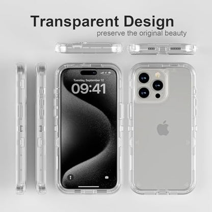 Follaroma for iPhone 15 Pro Case, Heavy Duty Shockproof Protection Phone Cases, Anti-Drop, Durable Dual Layer Transparent Protective Cover Compatible with iPhone 15 Pro, 6.1 inch, Crystal Clear - color: Clear, size: iPhone 15 Pro 6.1‘’