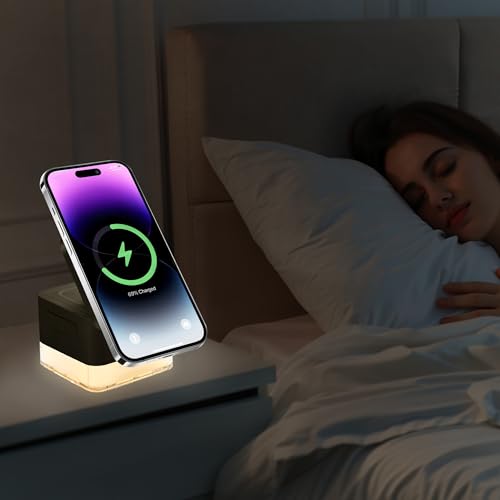 15W Wireless Charger 3-in-1 Apple Charging Station with Night Light - color: Black