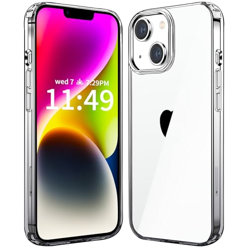 JJGoo Compatiable with iPhone 14 Case Clear, Transparent Shockproof Phone Case, Slim Anti-Scratch Hard PC Back Protective Cover Bumper, Gradient Black - color: Gradient Black