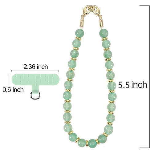 VICHUNHO Marble Beaded Phone Wrist Strap, Cellphone Lanyard with Tether Tab, Hands-Free Wristlet Bracelet - color: Aventurine Jade