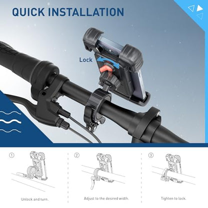 Hiboy Bike Phone Holder, 360° Rotatable Universal Motorcycle Phone Mount, Wrap Anti Shake Bicycle Scooter Handlebar Phone Clip for 5.1-6.8" Cellphone