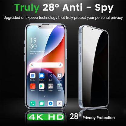 Romkasi 3 Pack Privacy Screen Protector for iPhone 14 6.1 Inch with 3 Pack Camera Lens Protector, Anti Spy Tempered Glass Film, Anti-Scratch, Touch Sensitive, Case Friendly - color: iPhone 14