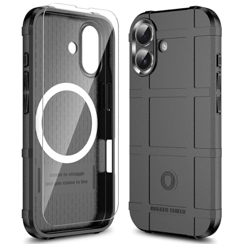 Rugged Shield Case for iPhone 17 (6.3") Compatible with MagSafe, 8ft Military Drop Proof, Wear Resistant Tactical Cover, Dark Black - color: Dark Black-M, size: iPhone 17